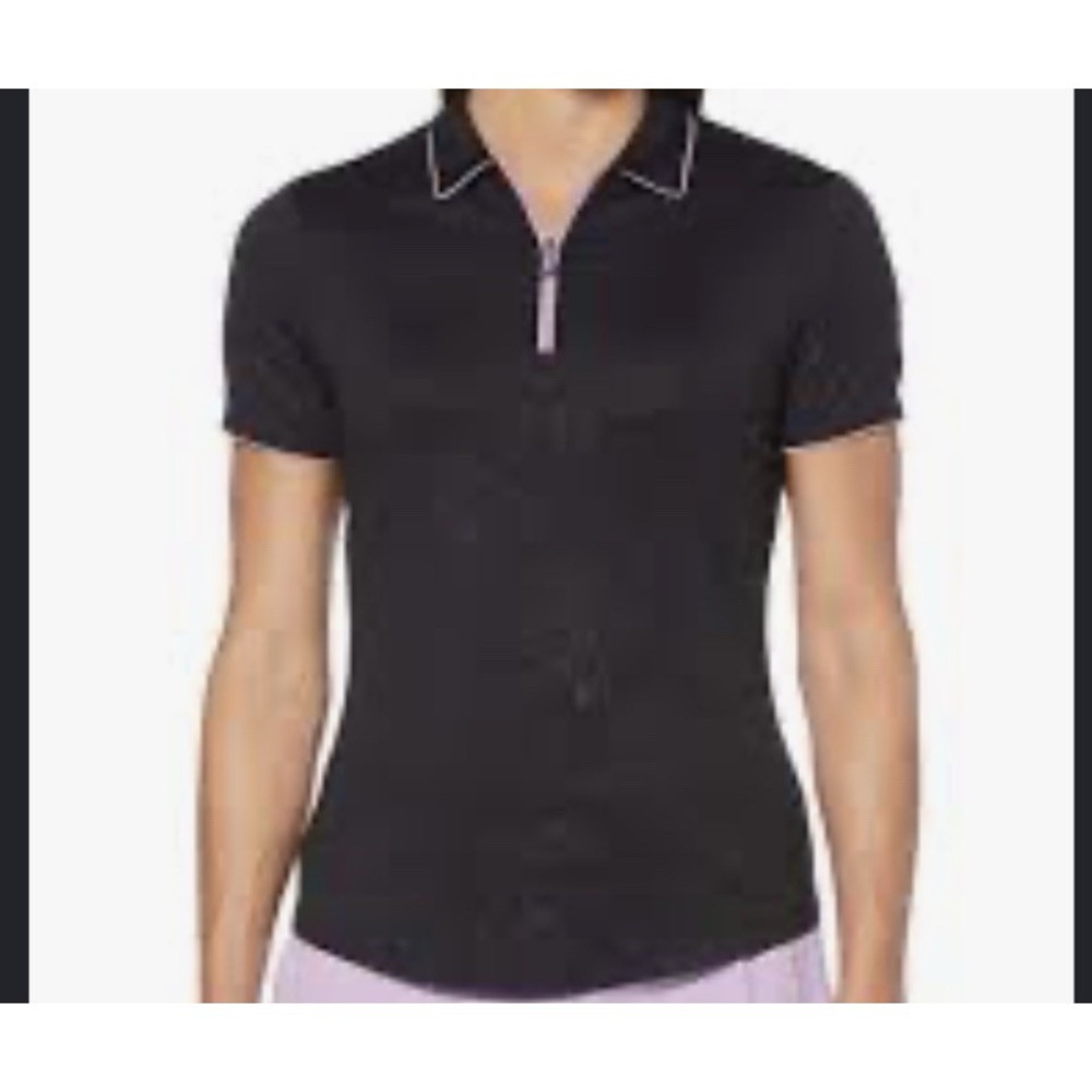 Callaway Women's Black Floral Embossed UPF 50 Polo‎ Golf Shirt Stretch Size M